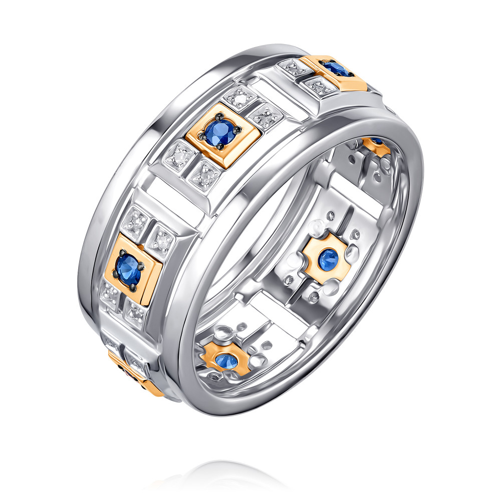 Кольцо кольцо из золота с бриллиантами и сапфирами