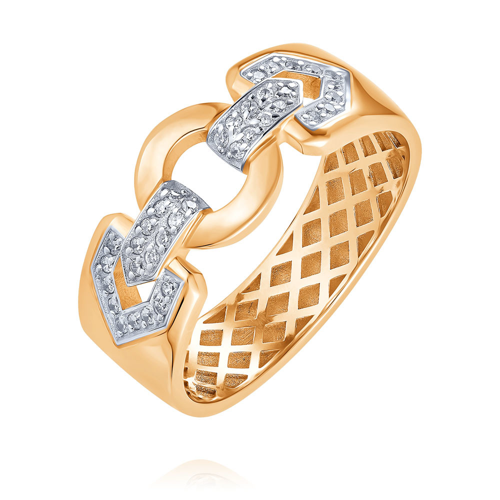 Кольцо кольцо с опалом и фианитами из красного золота