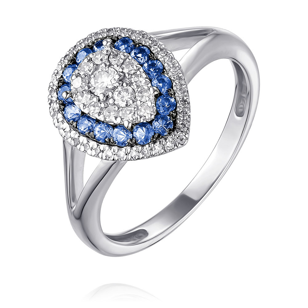 Кольцо кольцо из белого золота 585 пробы с бриллиантами и аквамаринами 01к6212993 5