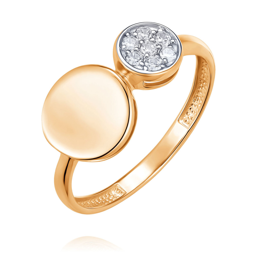 Кольцо кольцо из красного золота 585 пробы с цитринами и фианитами 01к3113967 2