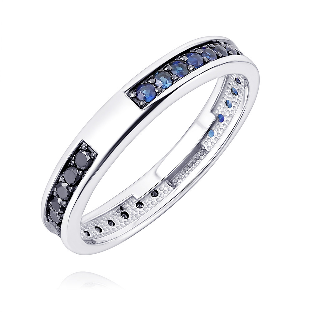 Кольцо кольцо с сапфирами морганитом и бриллиантами из белого золота
