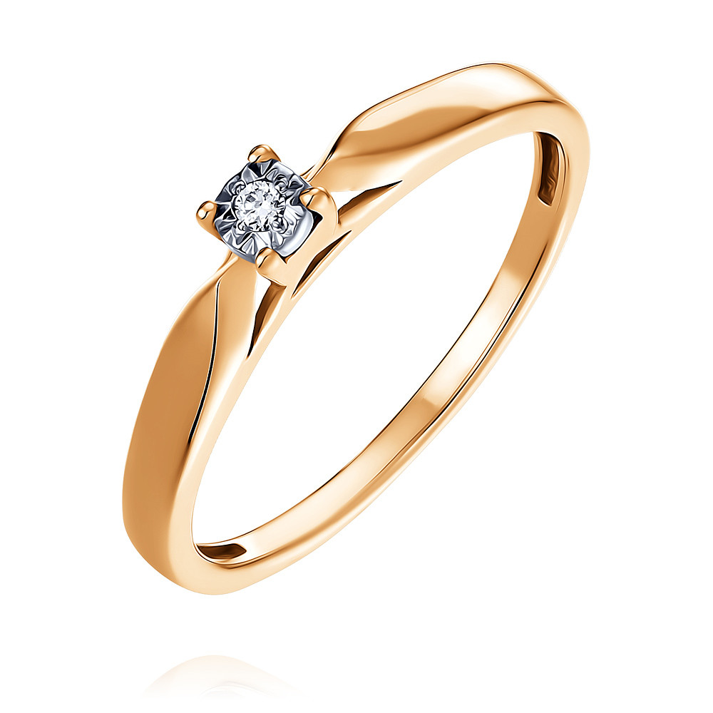 Кольцо кольцо с сапфиром и бриллиантом из красного золота