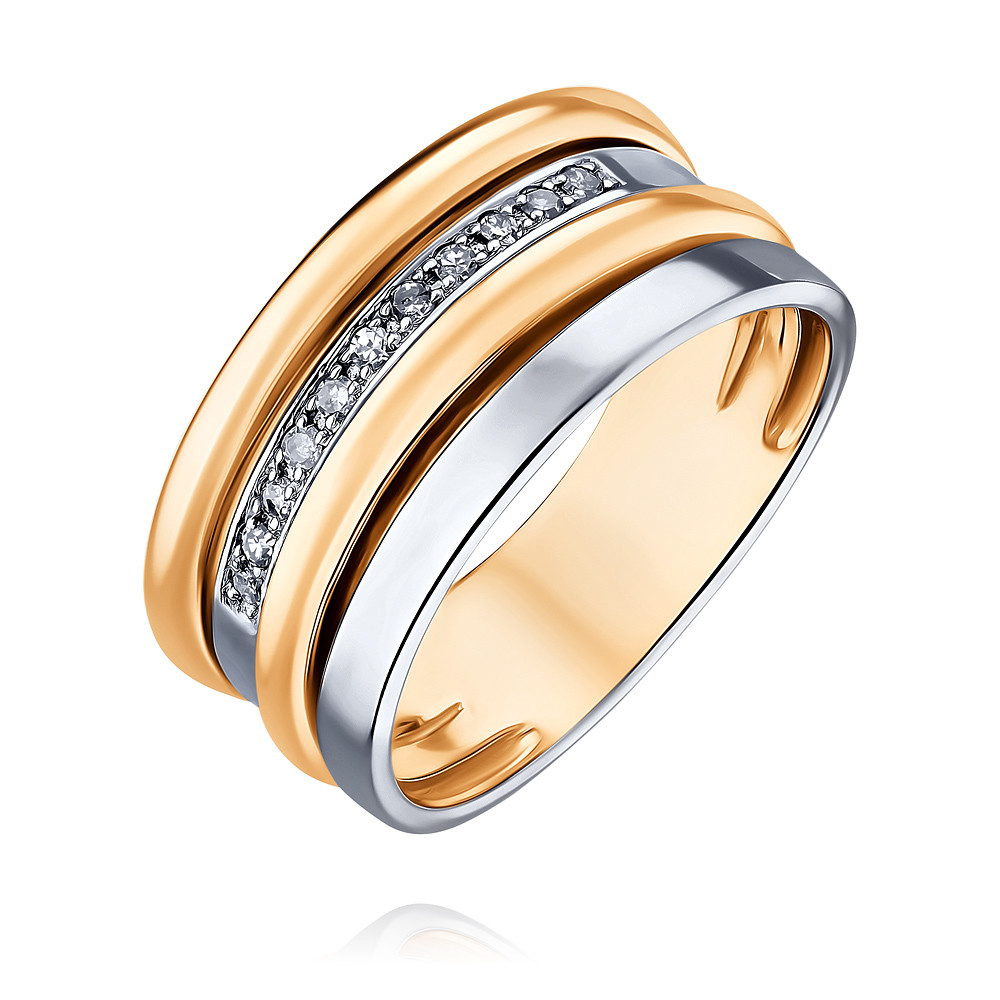 Кольцо кольцо с бриллиантами и изумрудом из красного золота