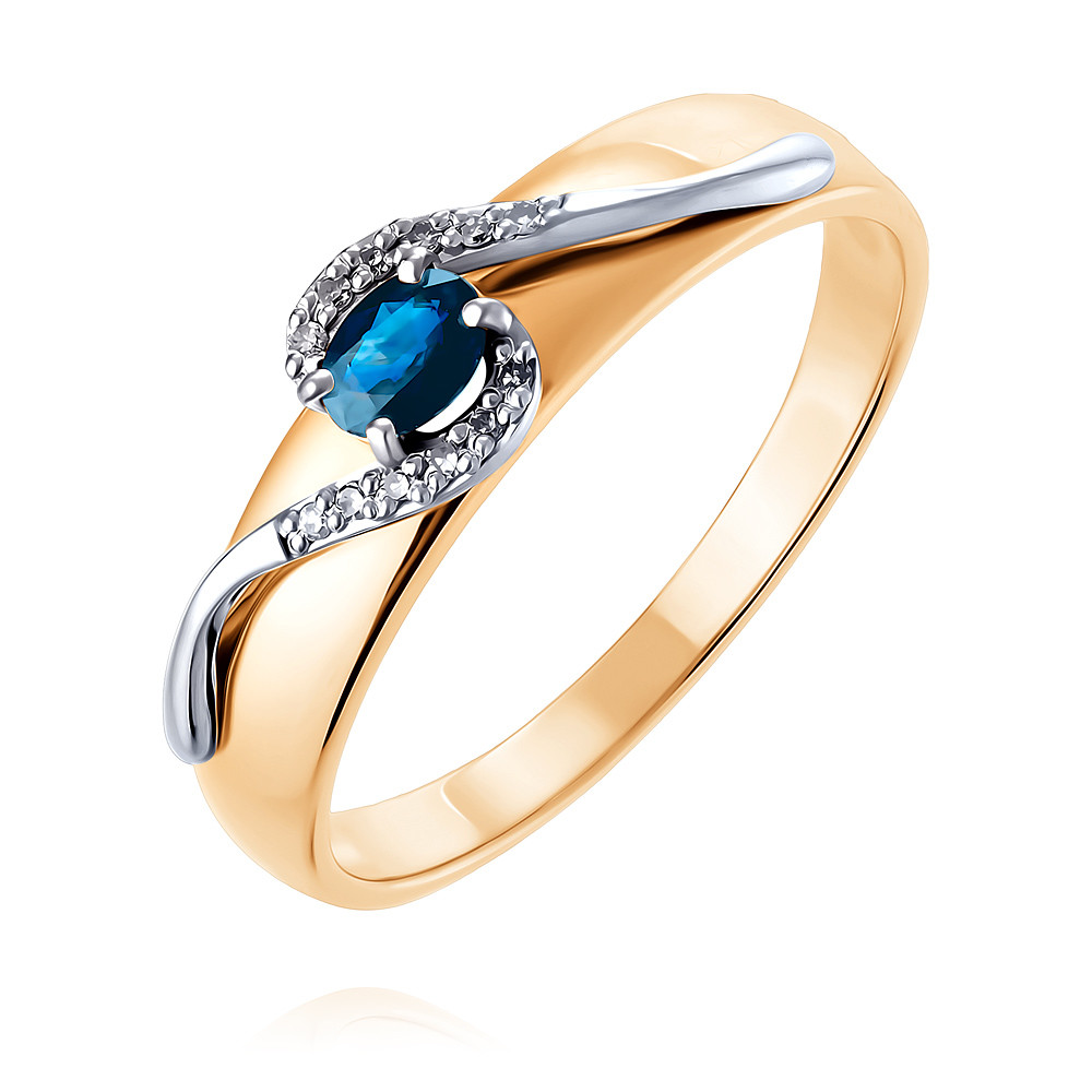 moonka золотое кольцо с сапфиром и паве из бриллиантов Кольцо