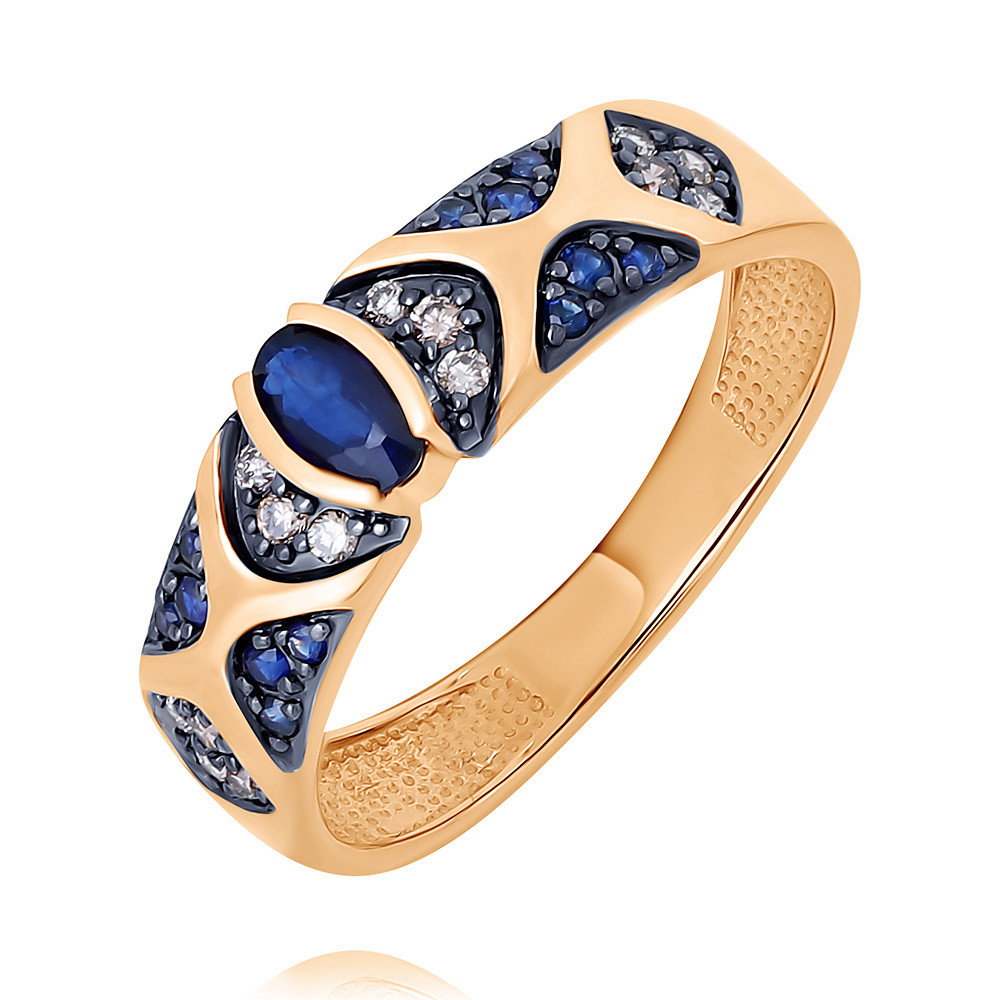 Кольцо кольцо с сапфирами рубинами и бриллиантами из красного золота