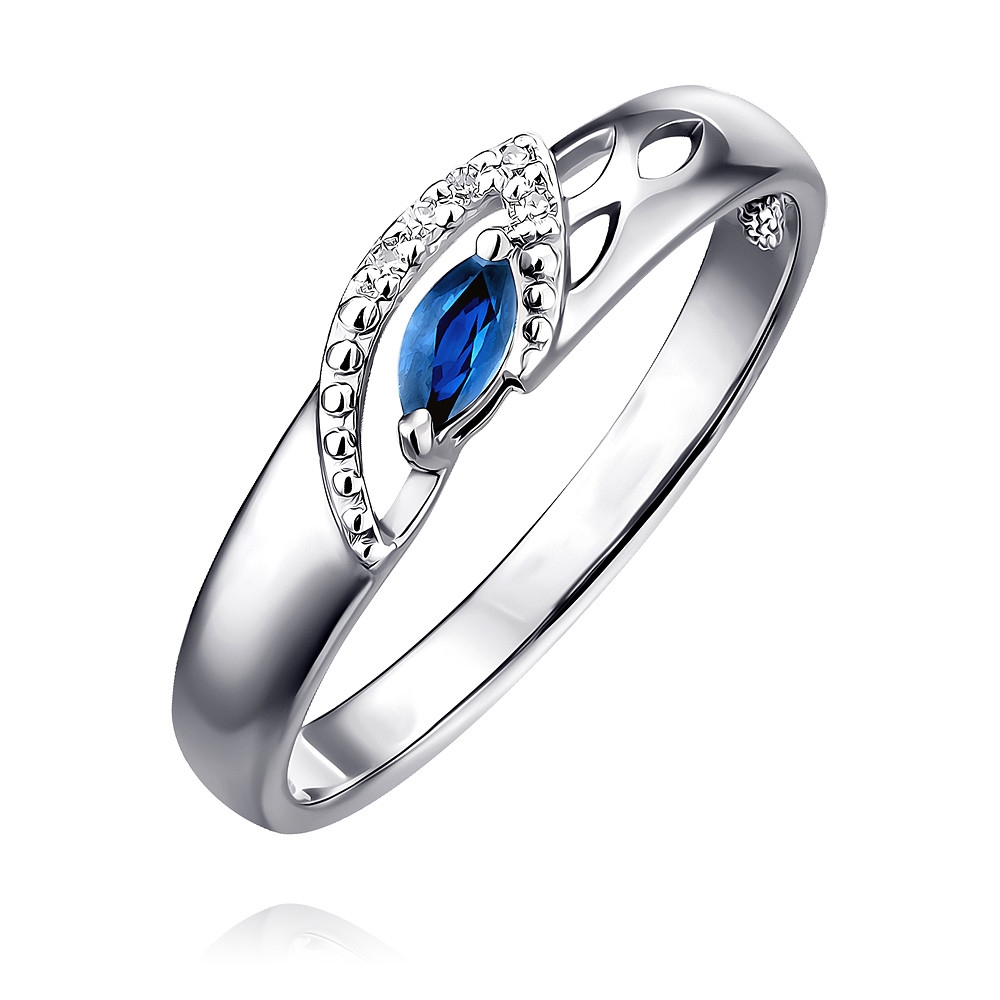 Кольцо серебряное кольцо с сапфиром натуральный коллекция колосок покрытие чистое серебро размер 17 5