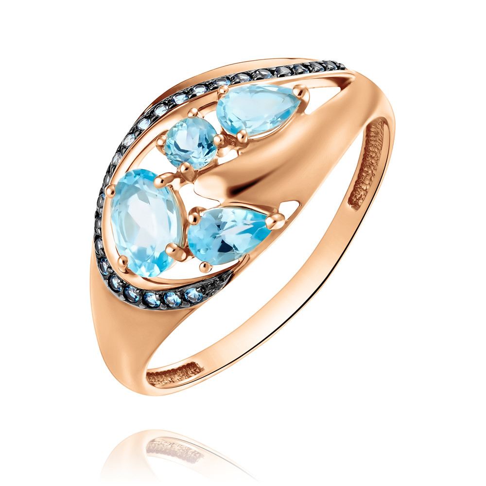Кольцо moonka открытое серебряное кольцо с голубыми топазами