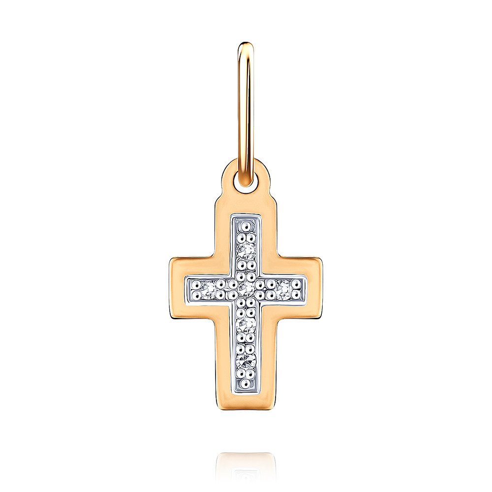 Крест подвеска с 7 бриллиантами из красного золота