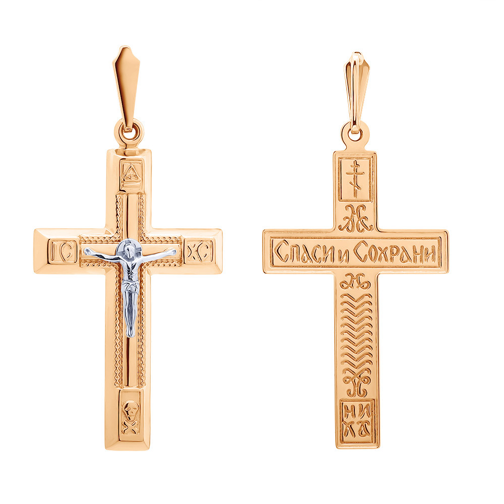 Крест крест нательный из двух цветов золота 585 пробы без вставок 01р760727 размер б р